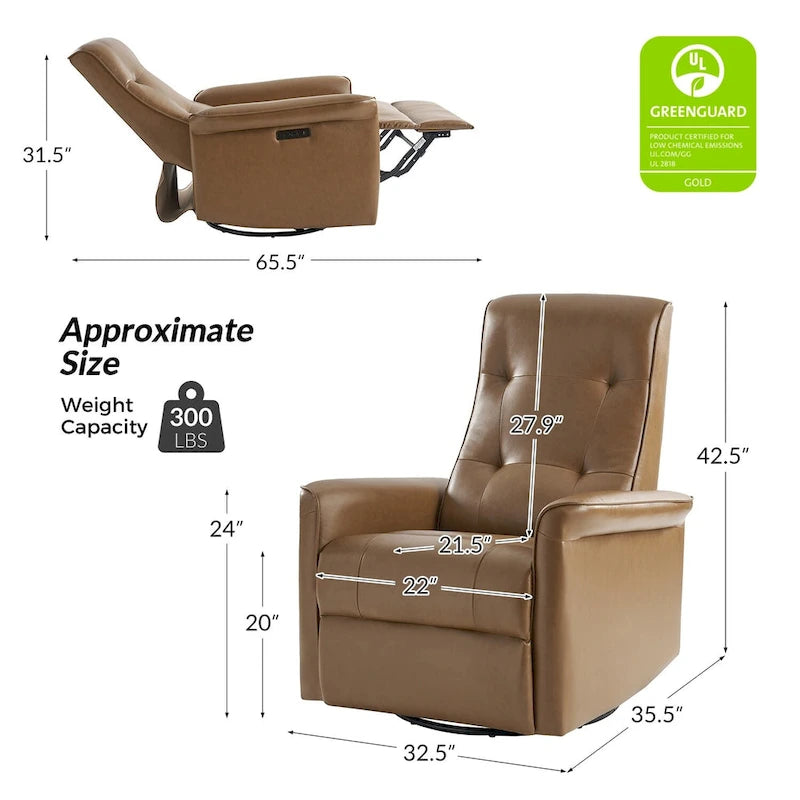 Fauteuil inclinable pivotant électrique (avec port USB)