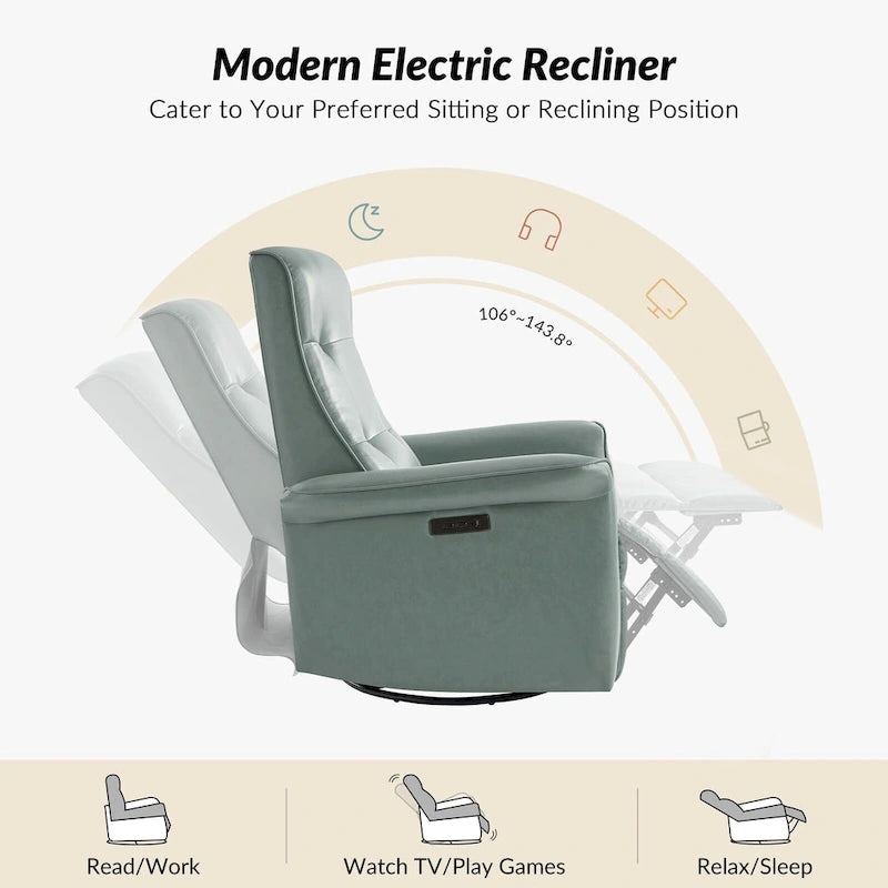 Fauteuil inclinable pivotant électrique (avec port USB)