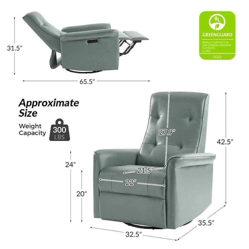 Fauteuil inclinable pivotant électrique (avec port USB)