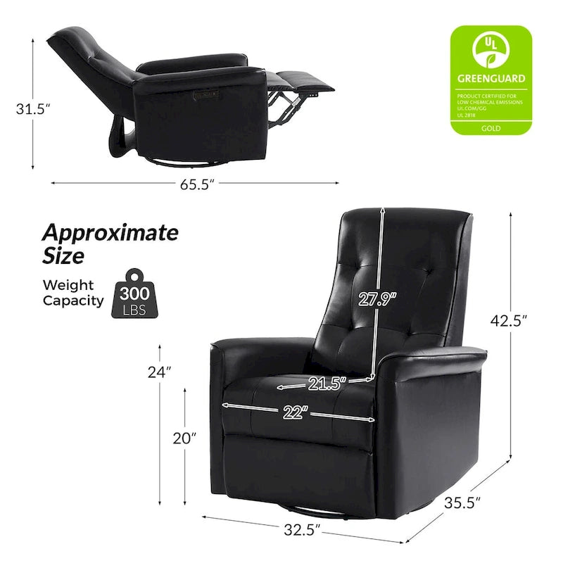 Fauteuil inclinable pivotant électrique (avec port USB)
