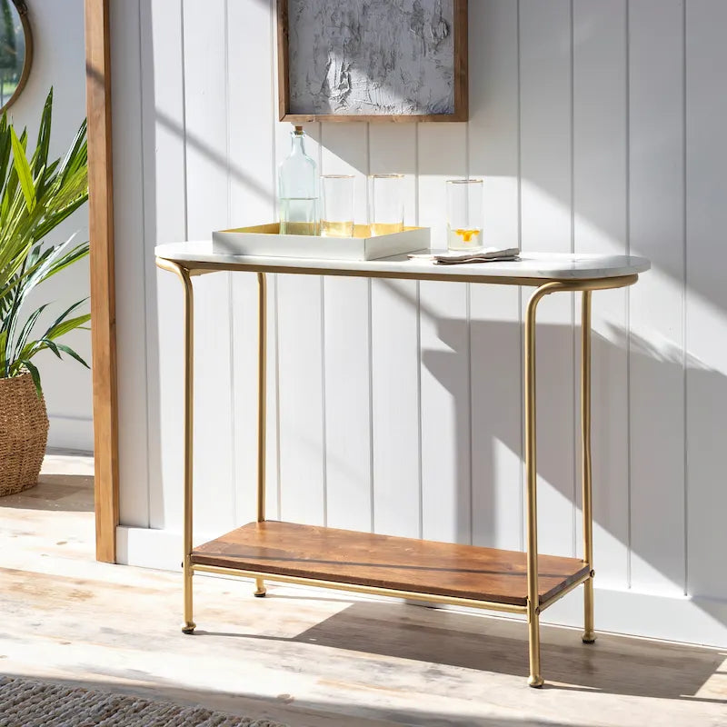 Table d'entrée moderne avec incrustation en marbre