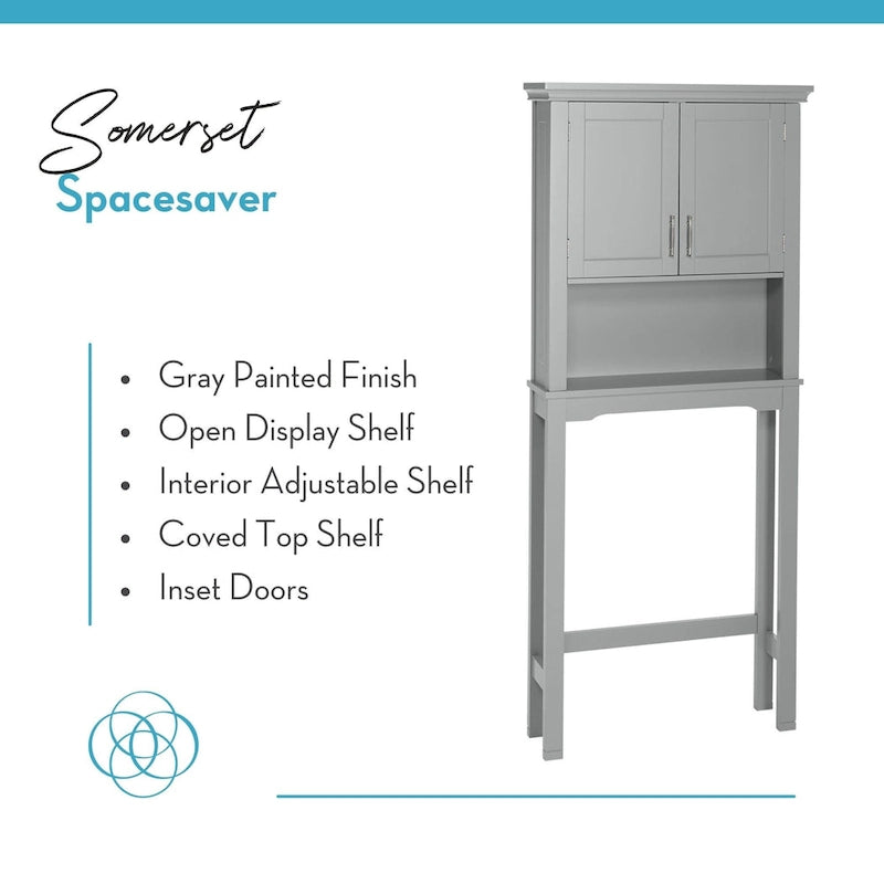 Étagère de rangement au-dessus des toilettes / Armoire à pharmacie murale avec étagères réglables (Gris)
